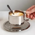 thumbnail image 4 of Stainless Steel Coffee Cup Set,, three piece set Insulated Coffee Cup Set Double Walled Mugs Milk Tea With Spoon Saucer for Coffee Latte Tea Milk, 4 of 5