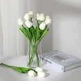 thumbnail image 4 of Tripumer 20 White Artificial Tulips Silk Flowers PU Real Touch Fake Flowers 13.5inch Artificial Decorations Fake Tulips for Wedding Party Office Home Kitchen Decoration, 4 of 9