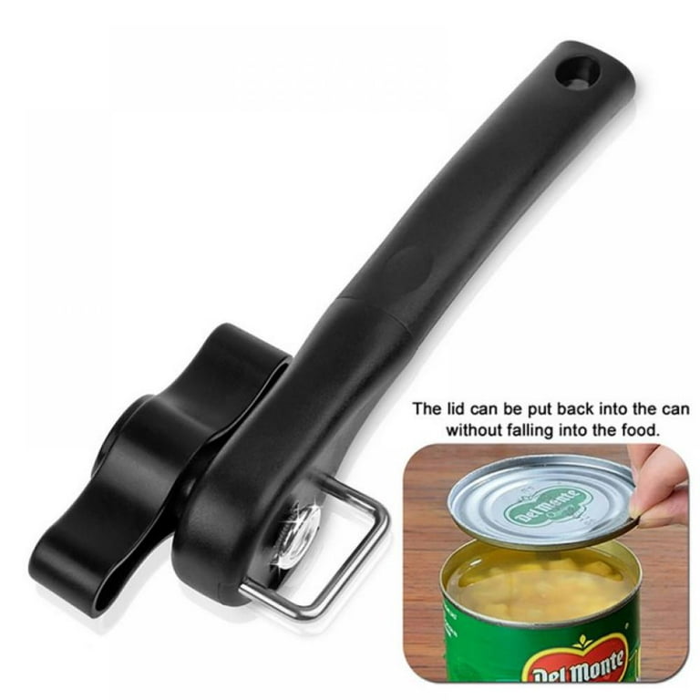 Handheld Can Opener, Side-cut Safety Can Opener Smooth Edge, with Sharp  Blade, Rust Proof Stainless Steel Can Openers with Black Round Non-slip  Single Grips Handle 