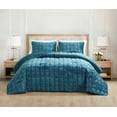 thumbnail image 2 of Chezmoi Collection Piers Teal Velvet Quilt Queen Set, 3-Piece Lush Plush Distressed Velvet Bedding All Season Lightweight Bedspread, Brushed Microfiber Reverse with Double Square Stitch, 2 of 9