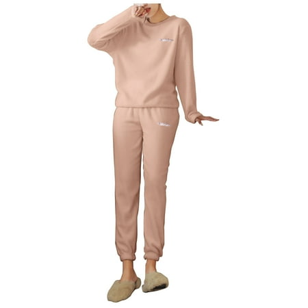 

Women And Men Cute Pajamas Sets Velvet 2 Pieces Sleepwear Suit Hoodies Sweatshirt Sweatpants Solid Nightwear Homewear Suit Long Ski Pants Women Boy Apparel Short Pant Suits for Women Formal Womens