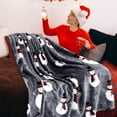 thumbnail image 3 of xihome Manta navideña de franela con estampado de renos y copos de nieve para sof o cama en invierno., 3 of 6