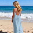 thumbnail image 2 of VBTAPA Linen Dresses for Girls Backless Cami Maxi Dress Boho Summer Dresses Trendy 2026 Vacation Casual Flowy Sundresses Light Blue 9 Years, 2 of 9