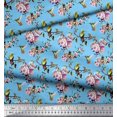 thumbnail image 3 of Soimoi polyester Crepe Fabric Hummingbird,Leaves & Rose Floral Decor Fabric Printed Yard 52 Inch Wide, 3 of 3