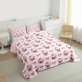 thumbnail image 3 of Manfei Kawaii Santa Claus Queen Comforter Set for Teen, Girly Pink Buffalo Bedding Sets, Cartoon Bowknot Christmas Reversible Bedding Comforter Set, Breathable Home Decor, 3pcs, 3 of 8