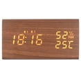 thumbnail image 1 of Wooden Alarm Clock with LED Digits, 11 Alarm Tones, MDF & ABS Material, Voice Control & Weekend Alarm Function for Bedroom, Bedside LED Clock, Temperature & Date Display, 1 of 7