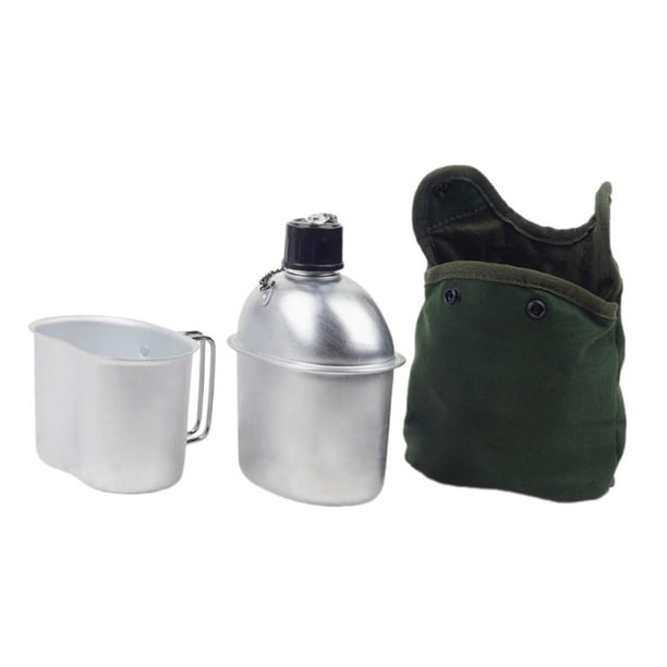 Juego de utensilios de cocina al aire libre, contenedor de almuerzo para acampar, botella de agua portátil con mango plegable para senderismo,