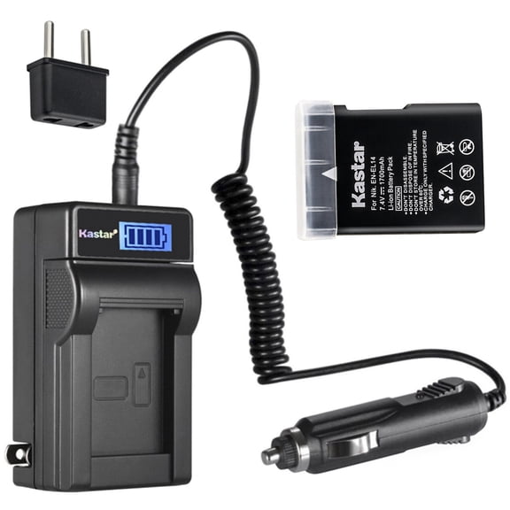 Kastar 1-Pack EN-EL14 Battery and LCD AC Charger Compatible with Nikon D3200 DSLR Camera, D3300 DSLR Camera, D3400 DSLR Camera, D3500 DSLR Camera, D5100 DSLR Camera, D5200 DSLR Camera