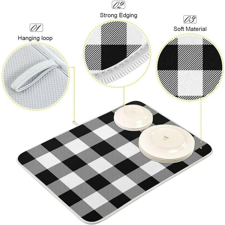 Dish Drying Mats for Kitchen Counter Happy Easter Card Foldable Absorbent  Reversible Drying Mat,18X24 Inch