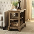 thumbnail image 2 of ACME Hiroko Rectangular Wooden 2-Shelf End Table with Metal "X" Design in Oak, 2 of 6