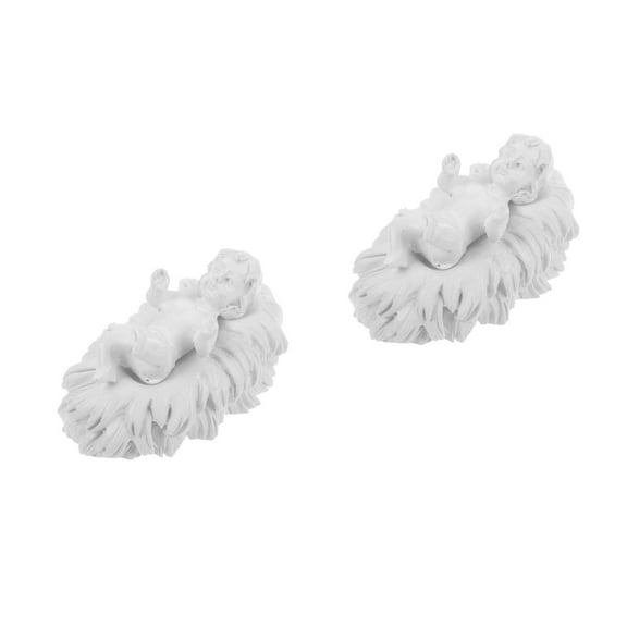 WORGEOUS 2pcs Miniature Jesus Figurine In Manger Resin Baby Jesus Statue Small Jesus Figurine Religious Decor For Nativity Scene Decor Christmas Decorations