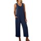 thumbnail image 1 of Mono sin mangas para mujer: cuello sin mangas, pantalón ancho informal, corte holgado, con bolsillos, 1 of 5