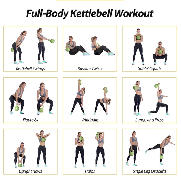15lb Strength Training Kettlebell, Vinyl Coated Weight for Women & Beginners, Wide Grip Kettle Bell for Home Gym & Body Sculpting