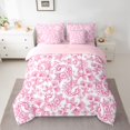 thumbnail image 2 of Manfei Paisley 7-Piece Bedding Comforter Set,Retrp Rustic Flower King Bedding Sets,Pink White Bed Sheets For Girl,Luxury Bedroom Decor Reversible, 2 of 8