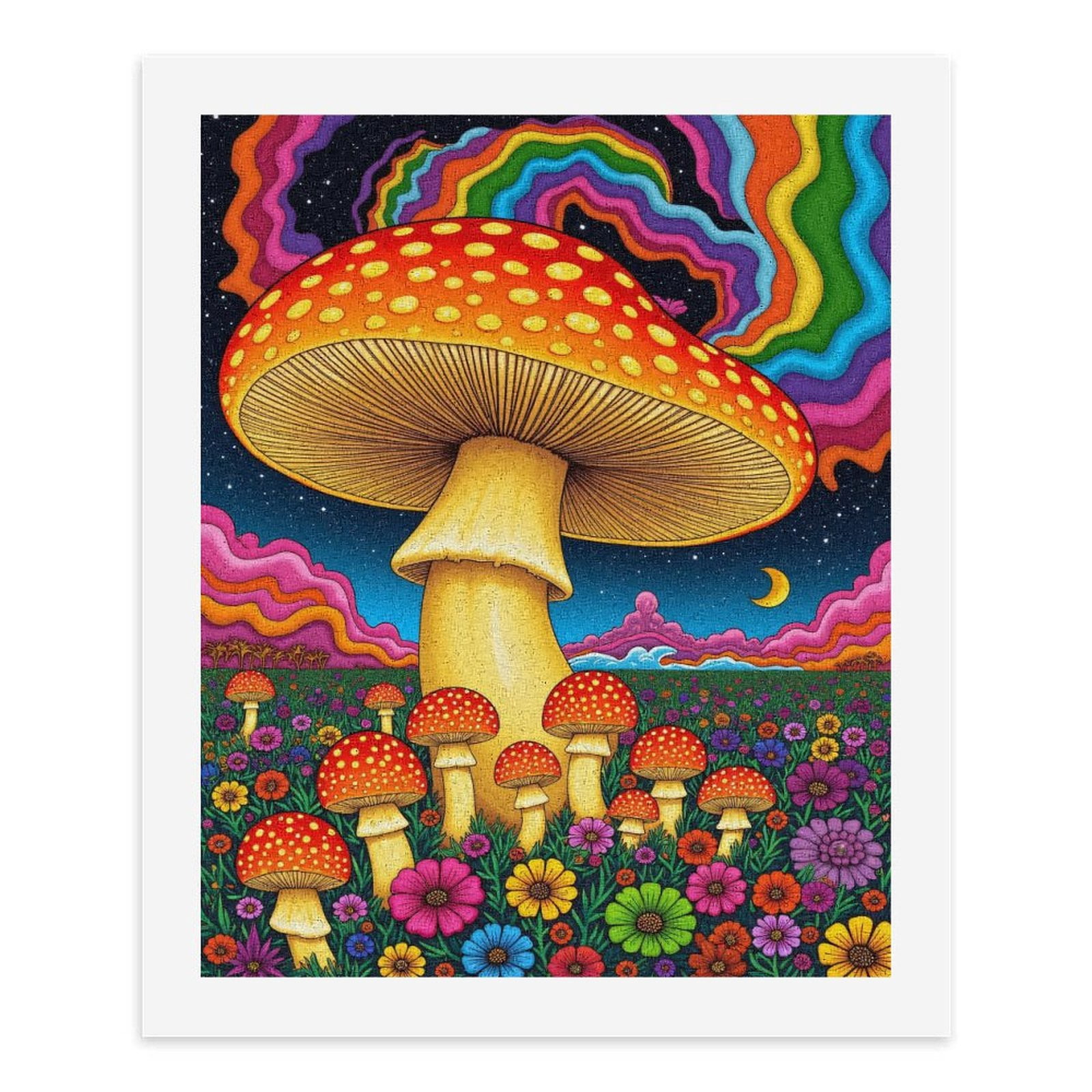 Paint By Numbers Kit for Adults Beginner - DIY Psychedelic Mushroom Dreamscape Art Canvas Painting Kits for Adults, Frameless Paint By Number for Adults for Home Wall Decor 16x20 Inch