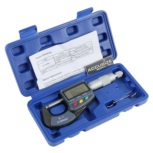 Accusize - 0-1'' x 0.0001'' Large Screen Electronic Digital Outside Micrometer Carbide Tipped, #C085-0001