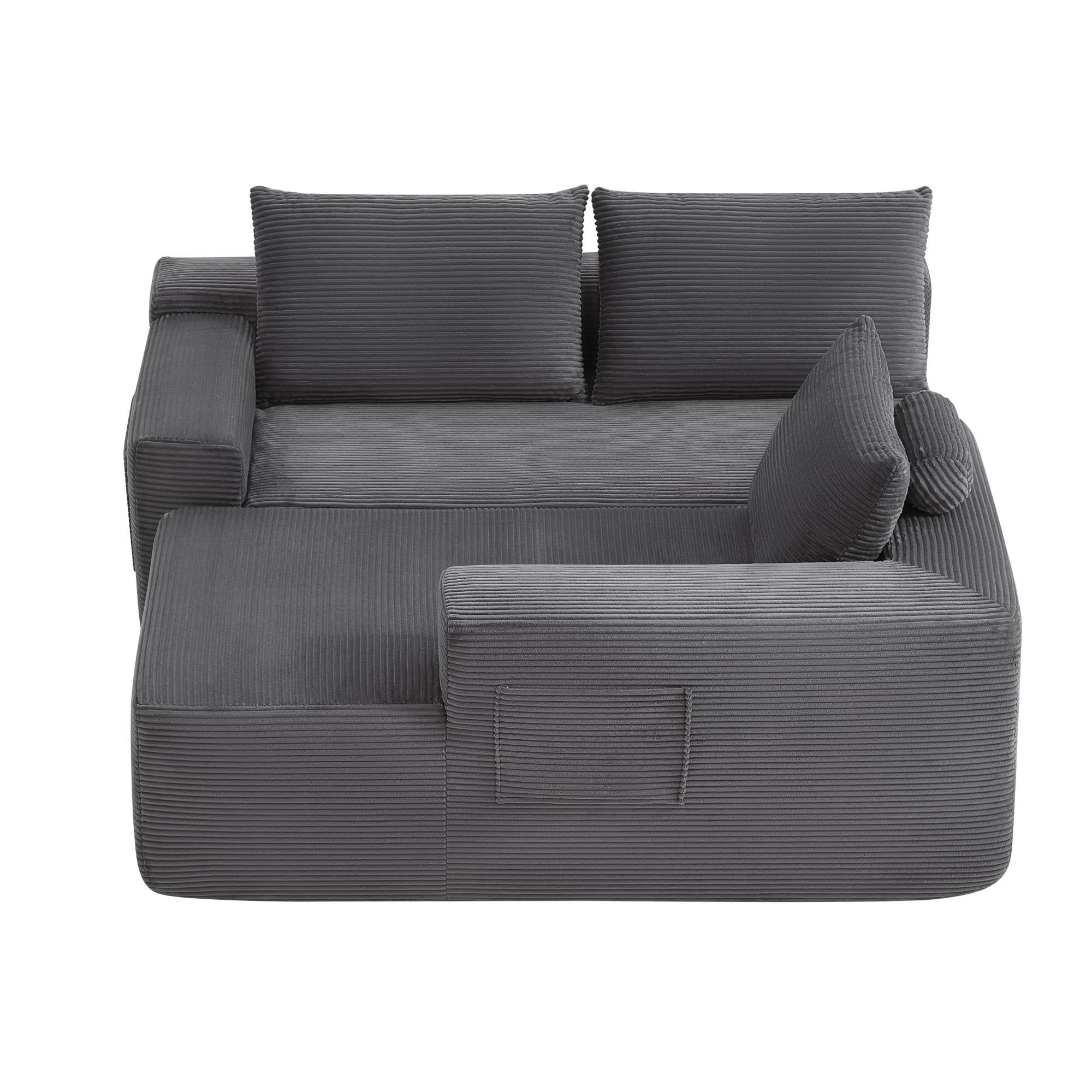 Leumius Cloud Sectional Couch with L-Shape Chaise,Modern Upholstered Boneless Couch with Deep Seat for Living Room Bedroom, No Assembly Required,Gray(Right Facing Chaise)