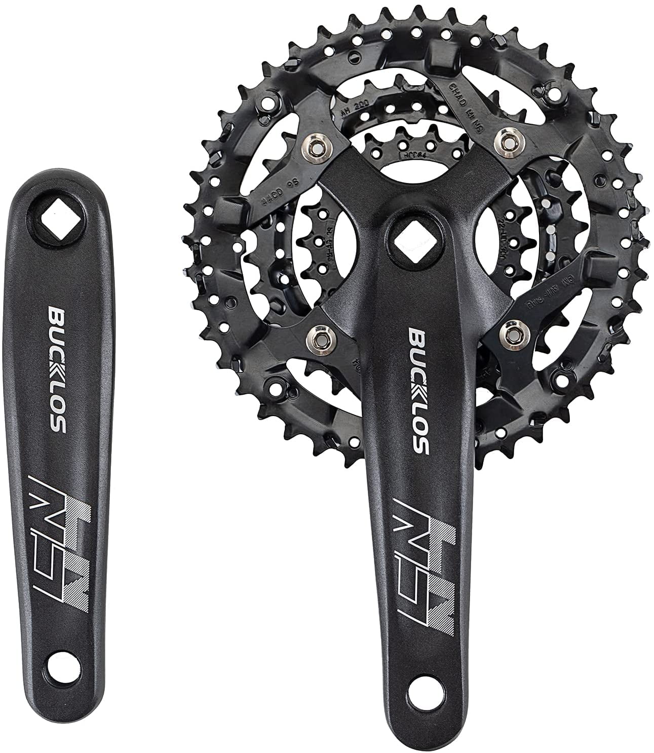 DENPETEC MTB 170mm Square Taper Crankset with 30T 32T 34T 36T 38T Narrow Wide Tooth Chainring Mountain Bike Single Speed Crankset Replacement for Bicycle Crank Arm Set