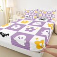 thumbnail image 4 of Feelyou Cartoon Bat Ghost Bed Sheets, Cute Lavender Floral Full Size Sheets, 4 Pieces, 1 Flat Sheet, 1 Fitted Sheet and 2 Pillowcases, 4 of 5