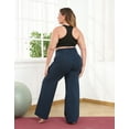thumbnail image 6 of HDE Women's Plus Size Yoga Pants High Waisted Wide Leg Leggings Navy Blue 3X, 6 of 6