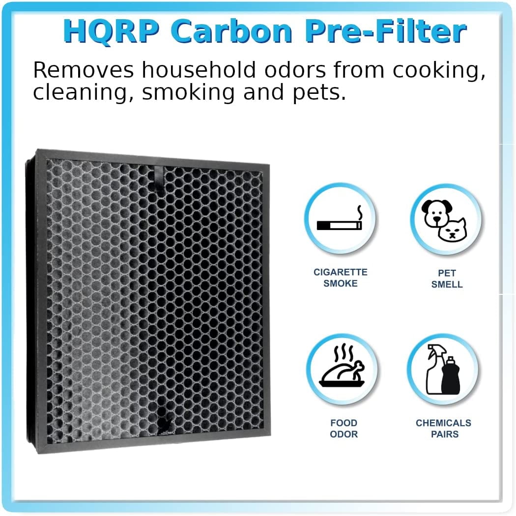 HQRP LV-PUR131 Filter Kit Compatible with Levoit LV-PUR131-RF, Smart Wi-Fi Air Purifier LV-PUR131S, 2 HEPA and 2 Activated Carbon Filters