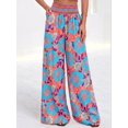 thumbnail image 6 of Wide Leg Pants Woman Summer Smocked Waist Floral Pant Wear Spring Beach Vacation Clothes for Women Red & Blue XXL, 6 of 9