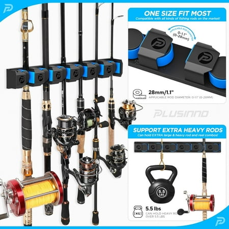 Fishing Gifts for Men - V6 Vertical Fishing Rod/Pole Holders Support Extra Large & Heavy Fishing Rod Combos Fishing Rod Holders for Garage Wall Mounted Fishing Rod Rack Storage