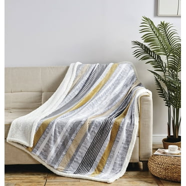 Plazatex Brea with Sherpa Plush Decorative All Season Plum Throw Blanket 50" x 60" Grey