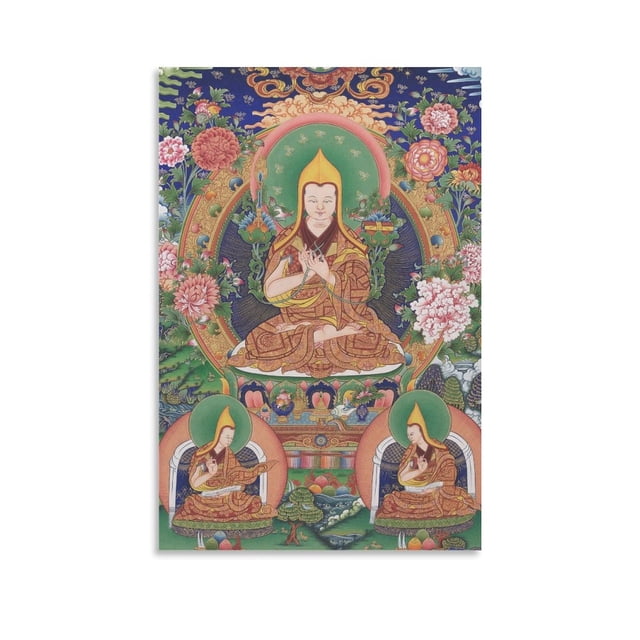 Pósteres tibetanos Thangka Tsongkhapa, pintura en lienzo, arte de pared, impresiones, pósteres, regalos, fotos, pinturas, carteles, decoración de habitaciones, decoración del hogar, 20 x 30 cm