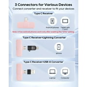 Carlikeit Pink Mini Wireless Lavalier Microphone for iPhone Android USB-C Devices, Clip-On Mic for Vlogging, Podcast, Interview & Social Media Recording with Noise Reduction