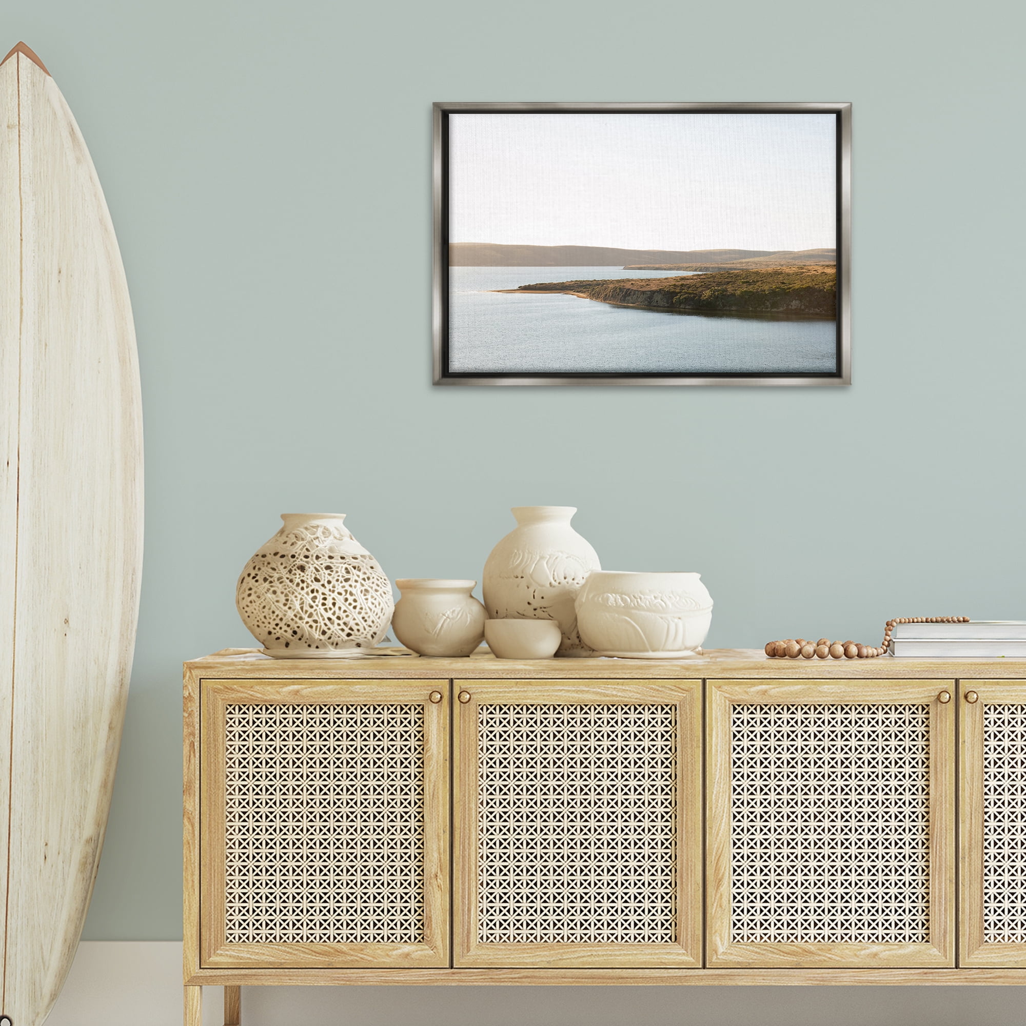Stupell Industries Pacific Estuary Landscape Landscape & Nature Photography Gray Floater Framed Canvas Art Print Wall Art, 31 x 21