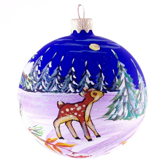 "Deer in the Woods" Hand Painted Christmas Ball.