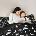 thumbnail image 4 of Homewish Kids Children Stars Print Twin Bedding Sets 7-Piece,Starry Sky Bedding Comforter Set Microfiber,Black White Breathable Sheet Sets,Luxury Bedroom Decor,Reversible, 4 of 8