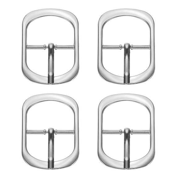 Uxcell Single Prong Buckle, 4 Pcs 1 Inch Adjustable Metal Roller Buckle Oval Center Bar Buckle Belt Buckles for Bags DIY Crafts Purse Straps Shoe Belts Making Accessories, Silver Tone