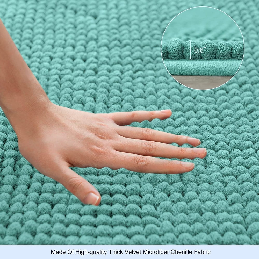 Chun Yi Non-slip Bathroom Rugs Chenille Soft Absorbent Plush Bath Mat (Light Green,20"*32")