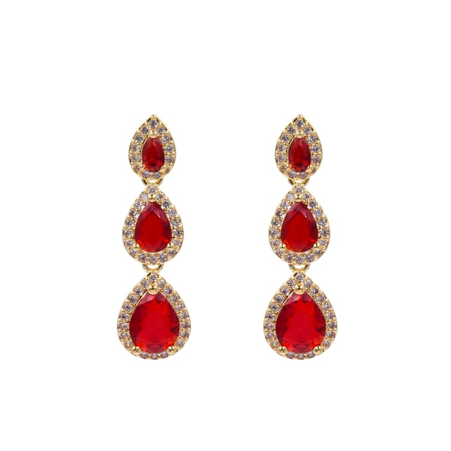 Aretes Largos De Zirconia Con Corte De Gota