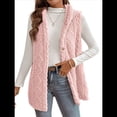 thumbnail image 2 of Chaleco Informal con Capucha de de Doble Cara para Mujer, Otoño-Invierno, Informal, Extragrande, Cálido, con Botones. Rosa S, 2 of 8