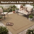 thumbnail image 2 of SIXHOME Outdoor Rugs 5'x7' Patio Rug Modern Bordered Indoor Outdoor Rugs Polypropylene Washable Non Shedding, Easy Clean, Waterproof, Durable Outdoor Carpet for Porch Balcony Deck Neutral Brown, 2 of 8
