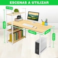thumbnail image 2 of Escritorio Minimalista con Repisa de 3 Estantes, Escritorio para Computadora, Moderno Escritorio Game de Metal, Estilo Minimalista Moderno, Escritorios para Oficinas en el Hogar, 2 of 4