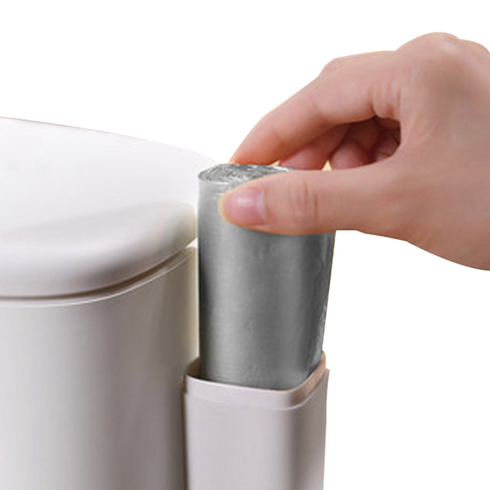 Slim Bathroom Can with Lid & Integrated Toilet Brush Set, Odor-Sealing Garbage Can with Paper Holder, Space-Saving for RV & Small Bathrooms
