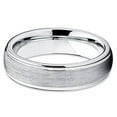 thumbnail image 2 of Silly Kings Jewelry 8mm Silver Brushed Tungsten Ring Dome Tungsten Tungsten Wedding Band Grooved Edges (6), 2 of 3