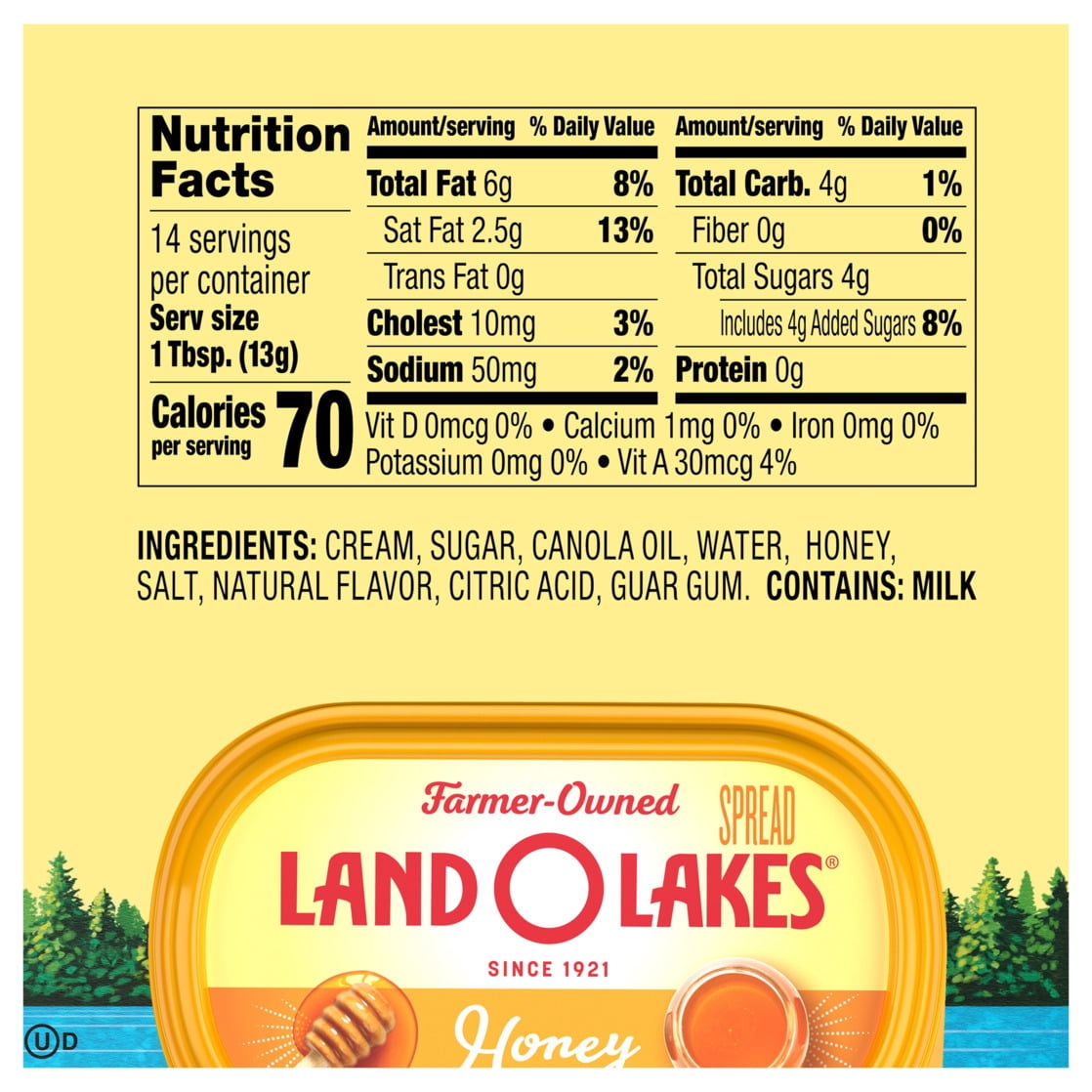 Land O Lakes Honey Butter Spread, Spreadable, 6.5 oz Tub