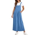 thumbnail image 1 of TaTaai Women's Loose Fit Beach Cover Up Maxi Dress Solid Color Spaghetti Strap A-Line Linen Feel with Pocket Detail Casual Vacation Gift, 1 of 8