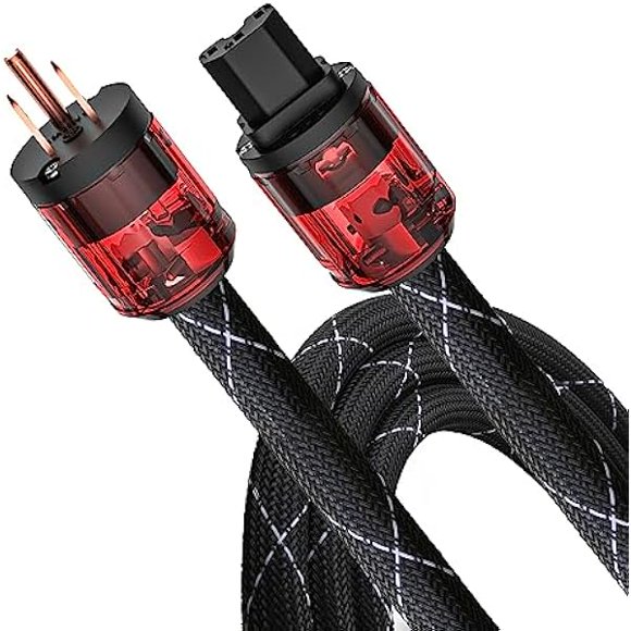 xixishop Câble d'Alimentation Hi-End Audiocrast, 6,6 Pi 10 AWG, Cordon d'Alimentation Hi-Fi Tressé en Cuivre Pur avec Conducteur et Blindage, Cordon de Secteur CA, Fil d'Alimentation Audiophile avec Fiche US + Connecteur IEC C15