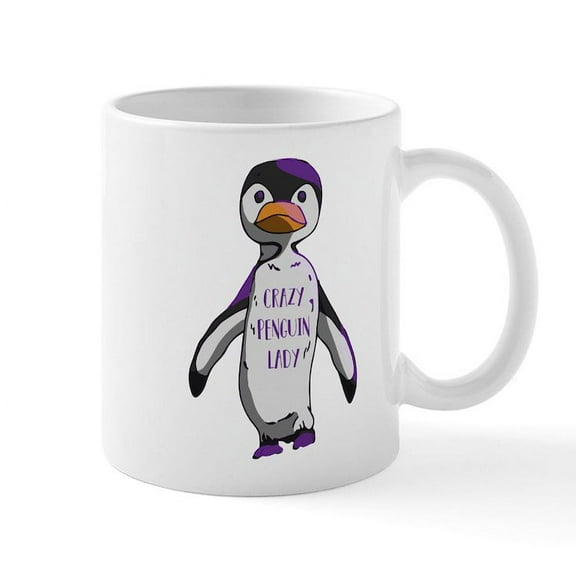 CafePress - Crazy Penguin Lady - 11 oz Ceramic Mug - Novelty Coffee Tea Cup