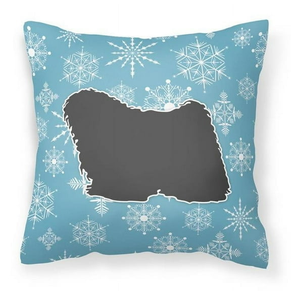 Winter Snowflake Dog Profile Art Fabric Decorative Pillow