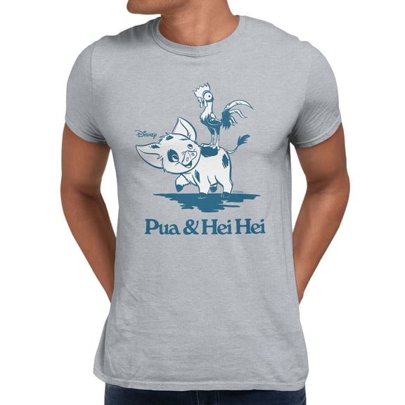 Disney Moana Pua And Hei Hei Play Ride Men's T-Shirt (Sport Grey, S-XXXL)