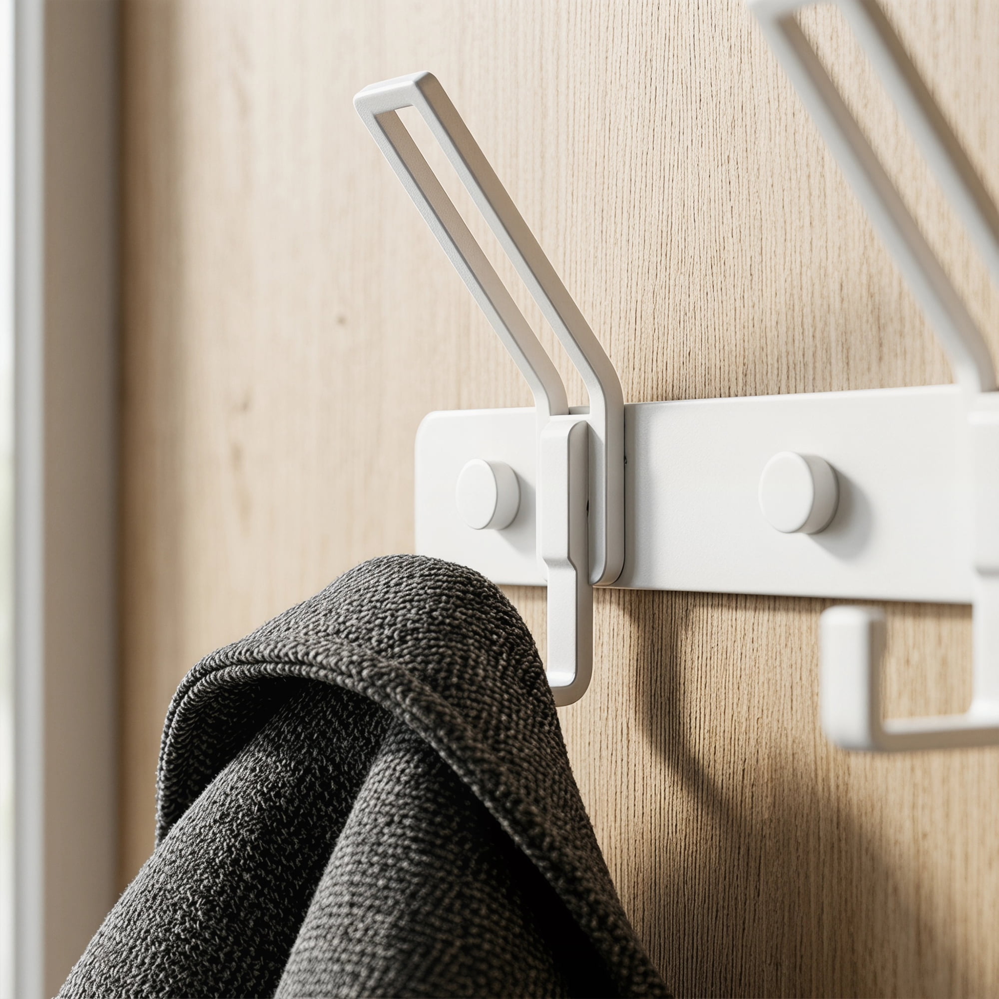 Unique Bargains Wall Mount Coat Rack Hook for Bathroom Organization White 6 Hooks