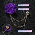 thumbnail image 2 of Pin de broche de flor de rosa Uxcell para traje de hombres, pin de solapa de flor de tela con cadena de borlas doradas para bodas [Púrpura Profundo], 2 of 7