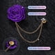 thumbnail image 2 of Pin de broche de flor de rosa Uxcell para traje de hombres, pin de solapa de flor de tela con cadena de borlas doradas para bodas [Púrpura Profundo], 2 of 7